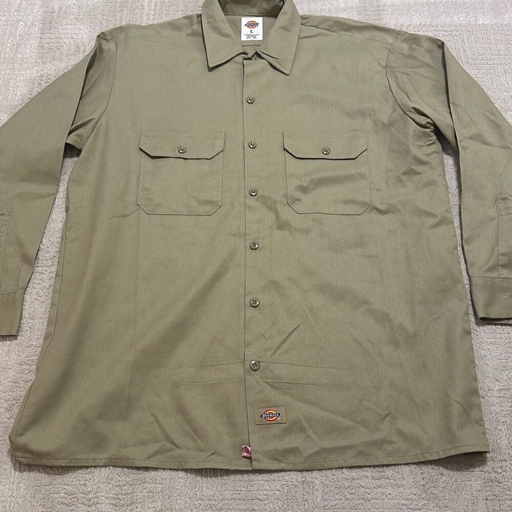 Dickies Long Sleeve Button Down Tan Men’s Size L